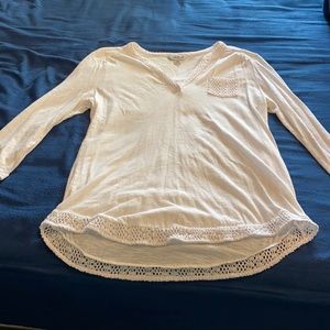 Lucky Brand, 3/4 White Pocket Tee